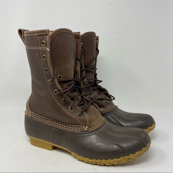 L.L. Bean Women’s 8” Brown Leather Shearling Lined Bean Boots Size 10 Narrow - Picture 1 of 13